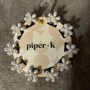 NWT Piper K Pearl Floral Mini Hair Claw Clips set of 5 pairs
